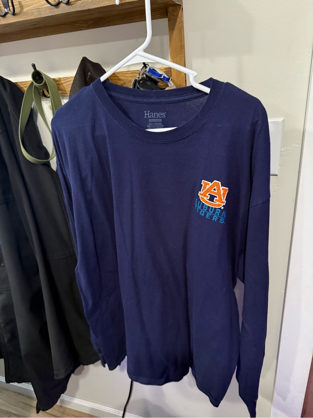 Hanes Navy Long-Sleeve Tee with Auburn Tigers Logo